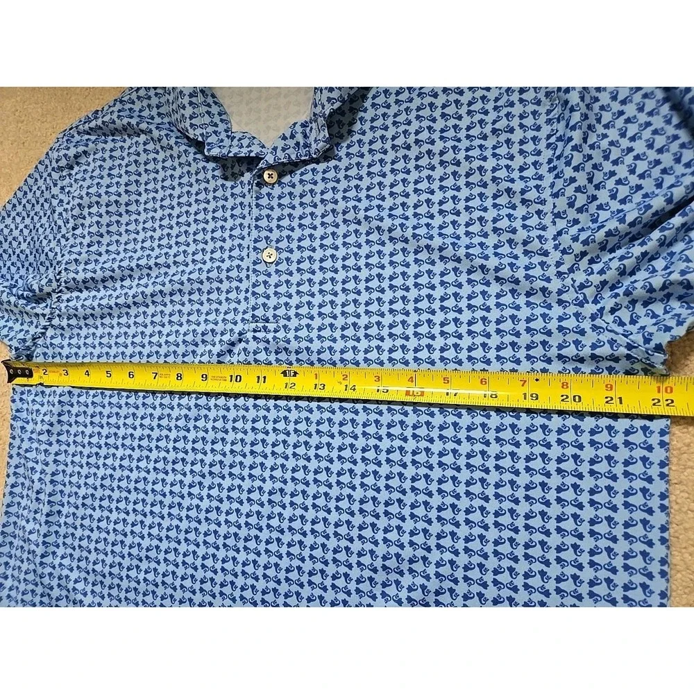 Turtleson Performance Polo‎ Blue Seahorse Print Short Sleeve Golf Shirt Men's M